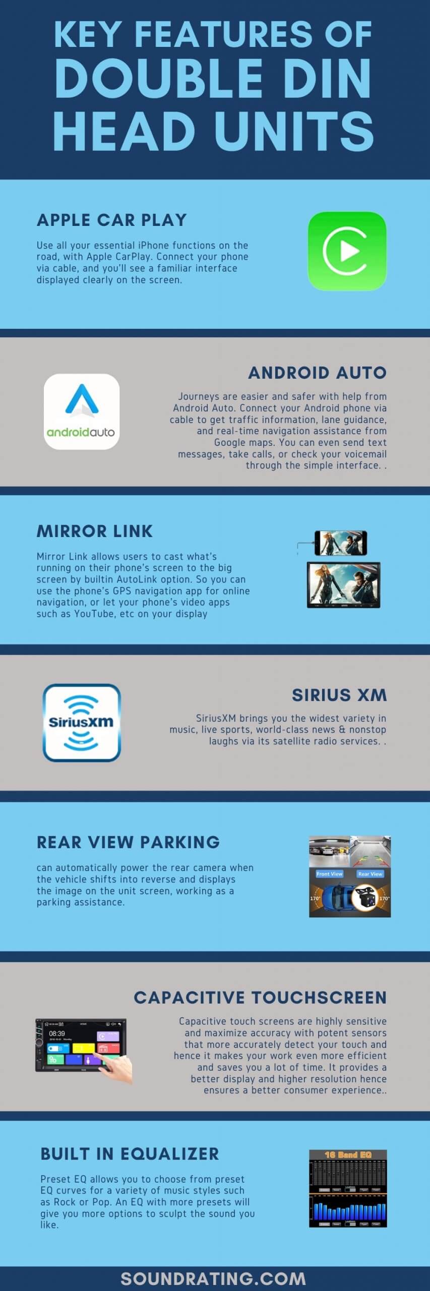 best features of double din head units infographic