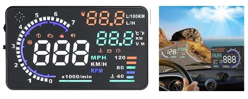 Dagood A8 HUD - best car heads up display with multicolored display