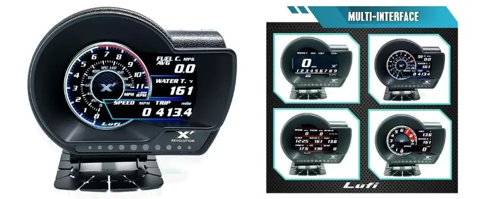 Lufi XF Revolution - car heads up display with multiple gauges